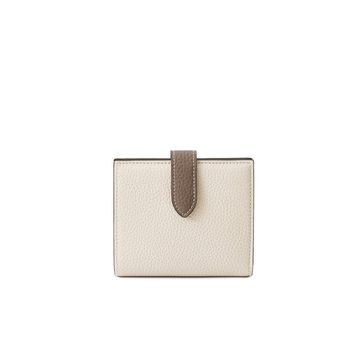Belted Bi-fold Wallet Shrink Leather (Ivory × Etoupe)