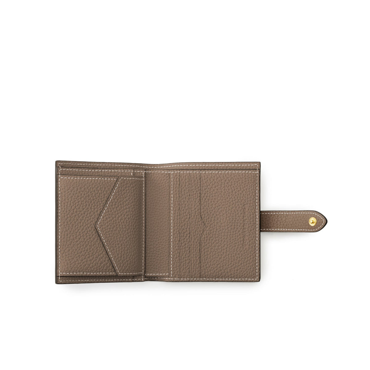 Belted Bi-fold Wallet Shrink Leather (Ivory × Etoupe)