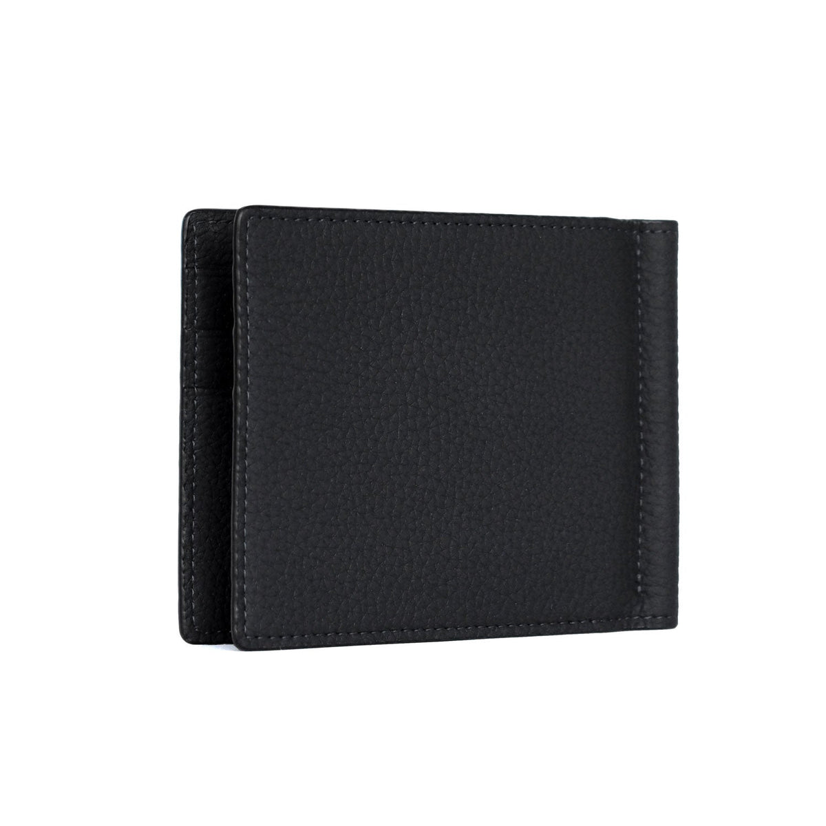 Bi-fold Bill Clip with Coin Pocket Shrink Leather (Black)