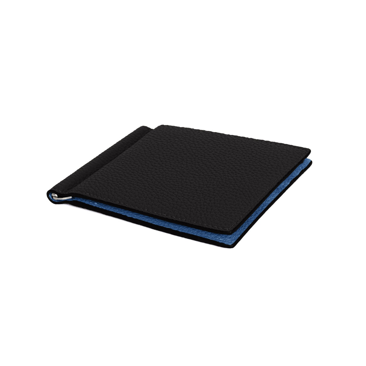 SAVOIA × BONAVENTURA Bi-fold Bill Clip with Coin Pocket Shrink Leather (Black × Savoia Blue)