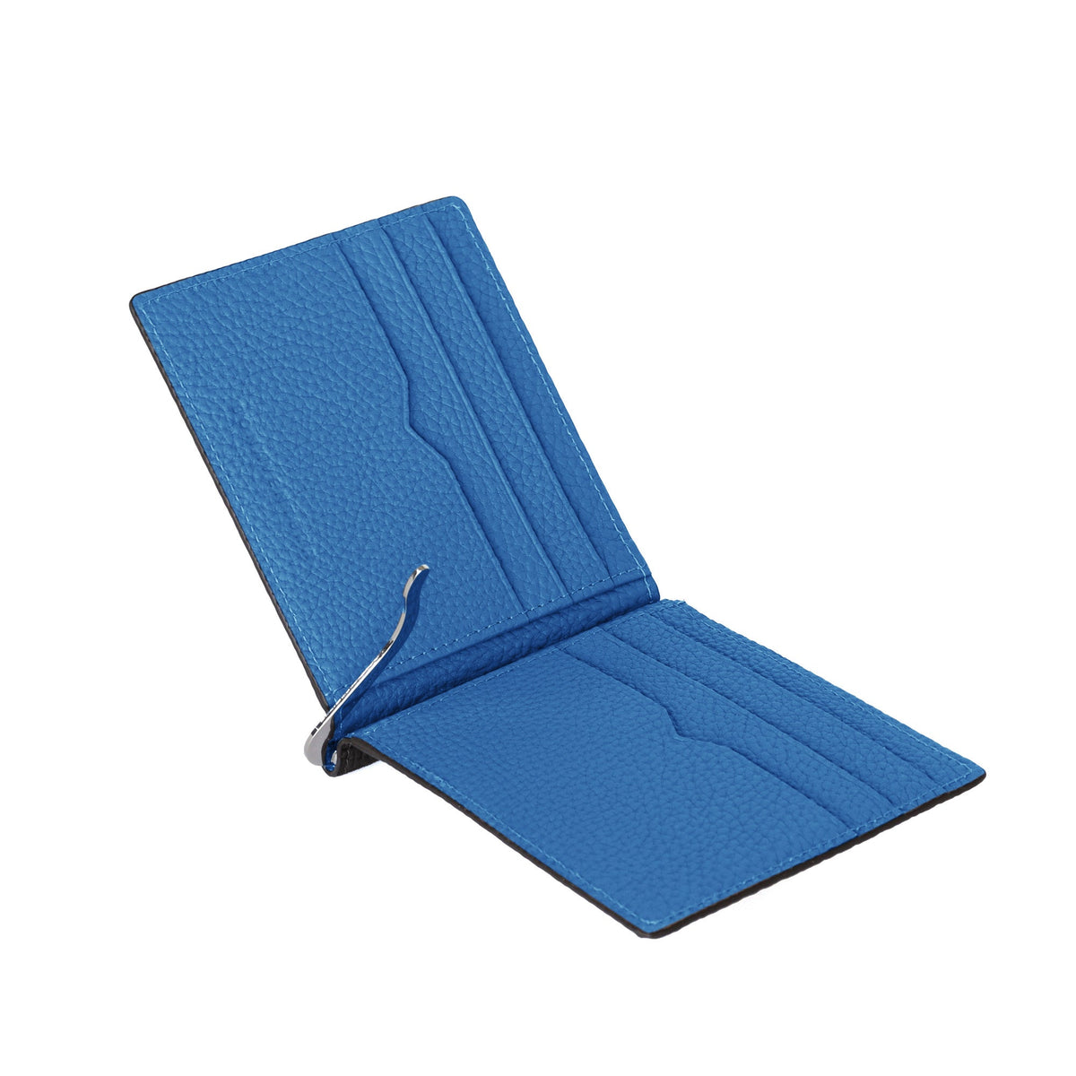 SAVOIA × BONAVENTURA Bi-fold Bill Clip with Coin Pocket Shrink Leather (Black × Savoia Blue)
