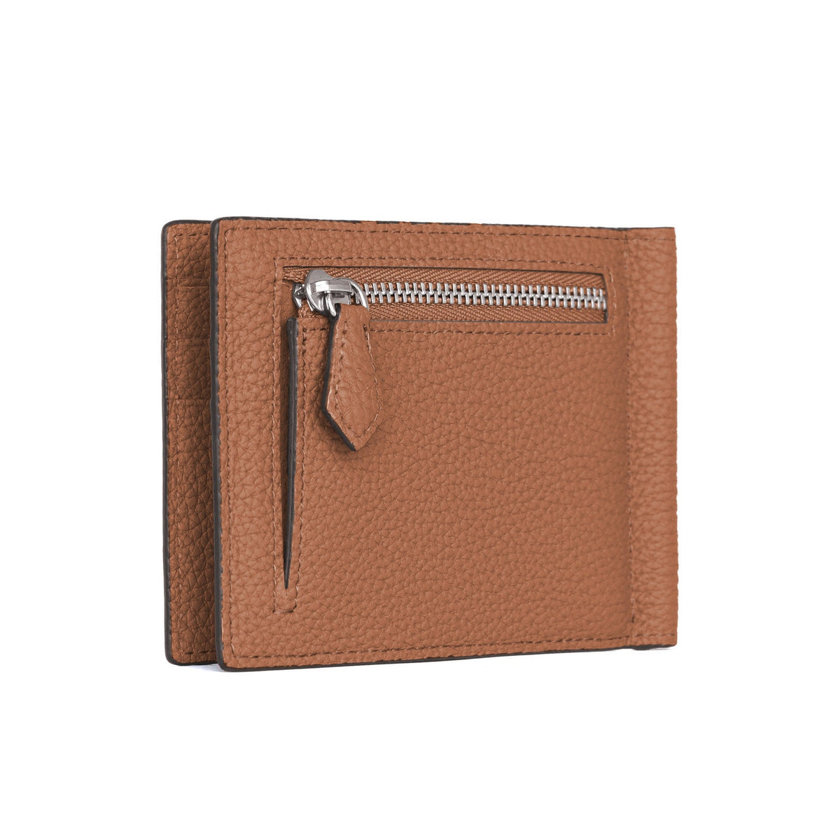 Bi-fold Bill Clip with Coin Pocket Shrink Leather (Camel)