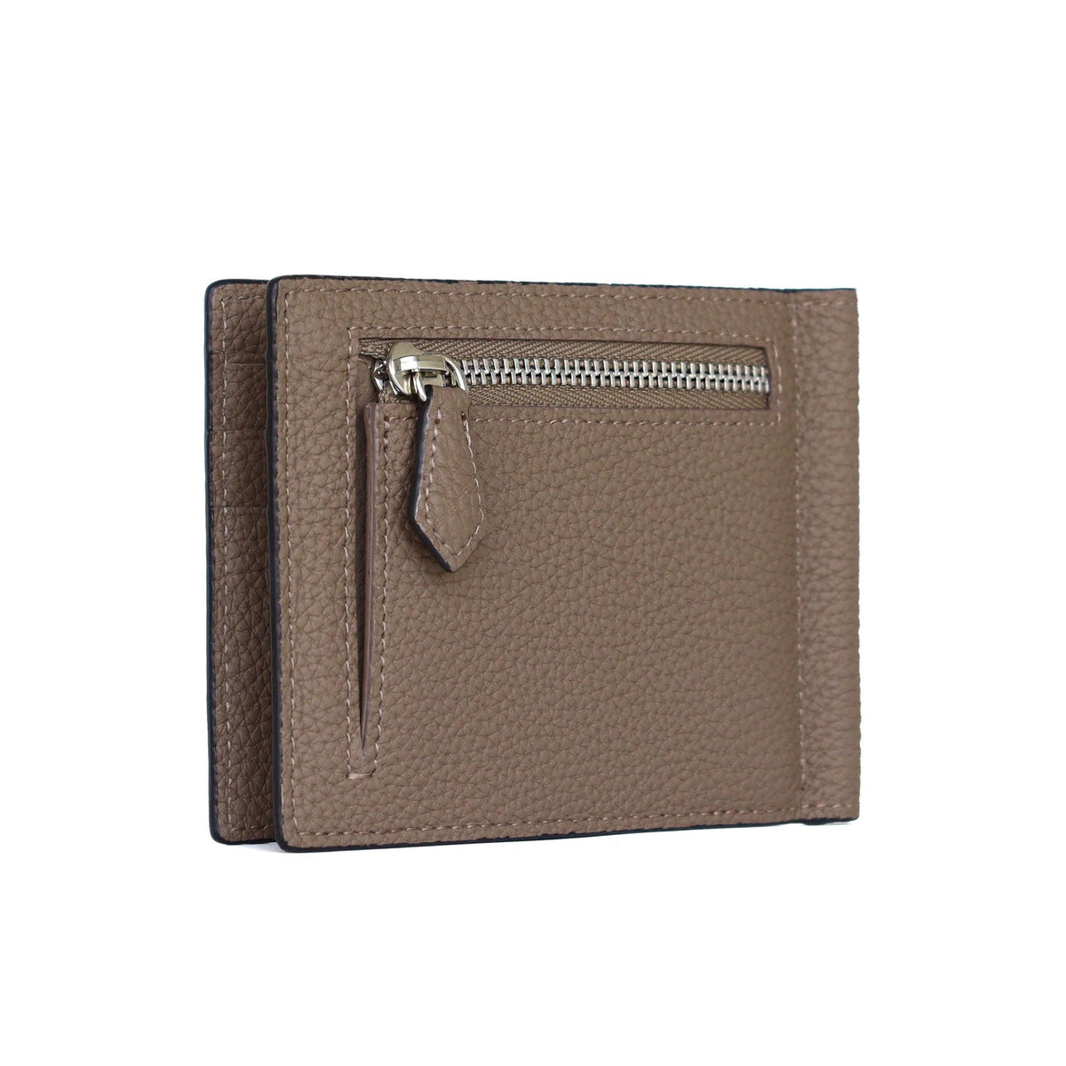 Bi-fold Bill Clip with Coin Pocket Shrink Leather (Etoupe)