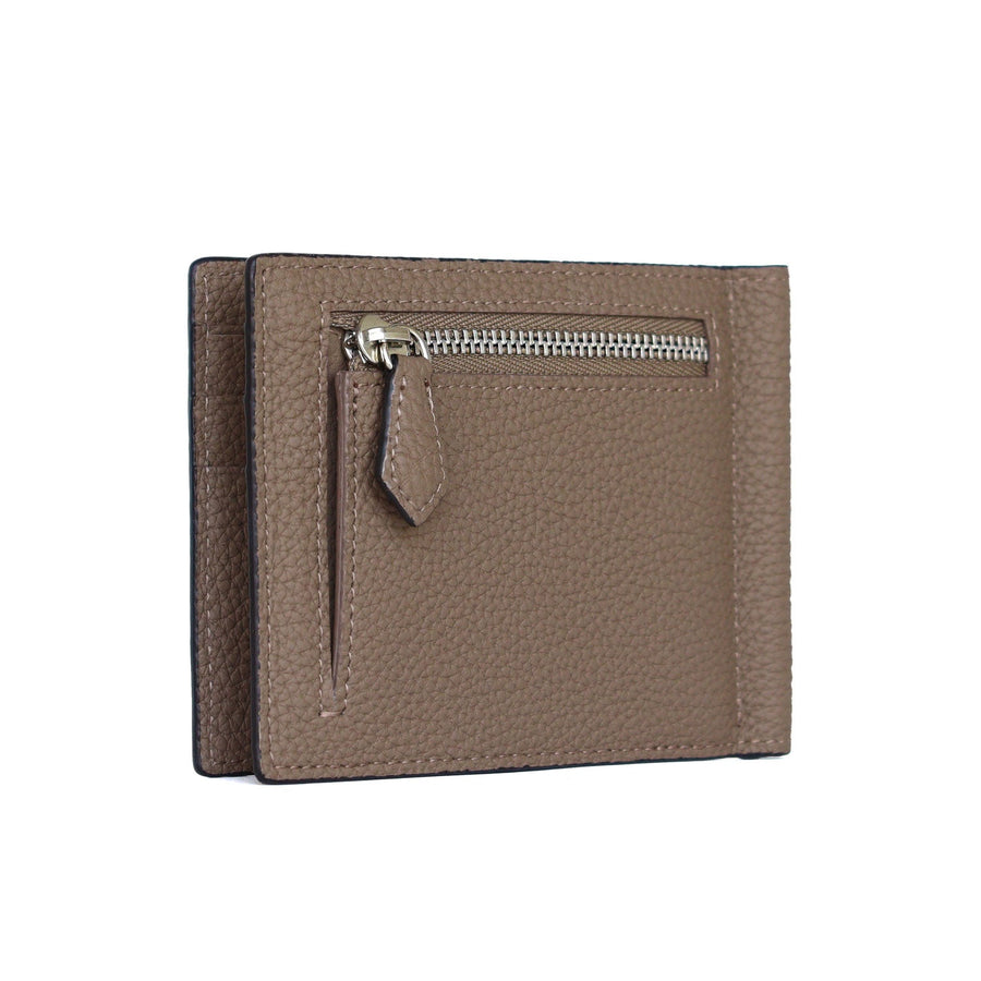 Bi-fold Bill Clip with Coin Pocket Shrink Leather (Etoupe)