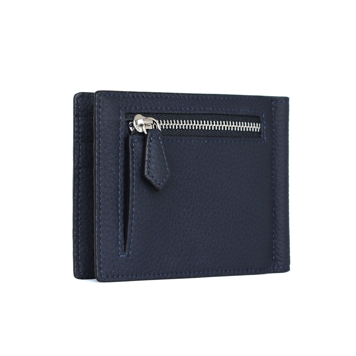 Bi-fold Bill Clip with Coin Pocket Shrink Leather (Navy)