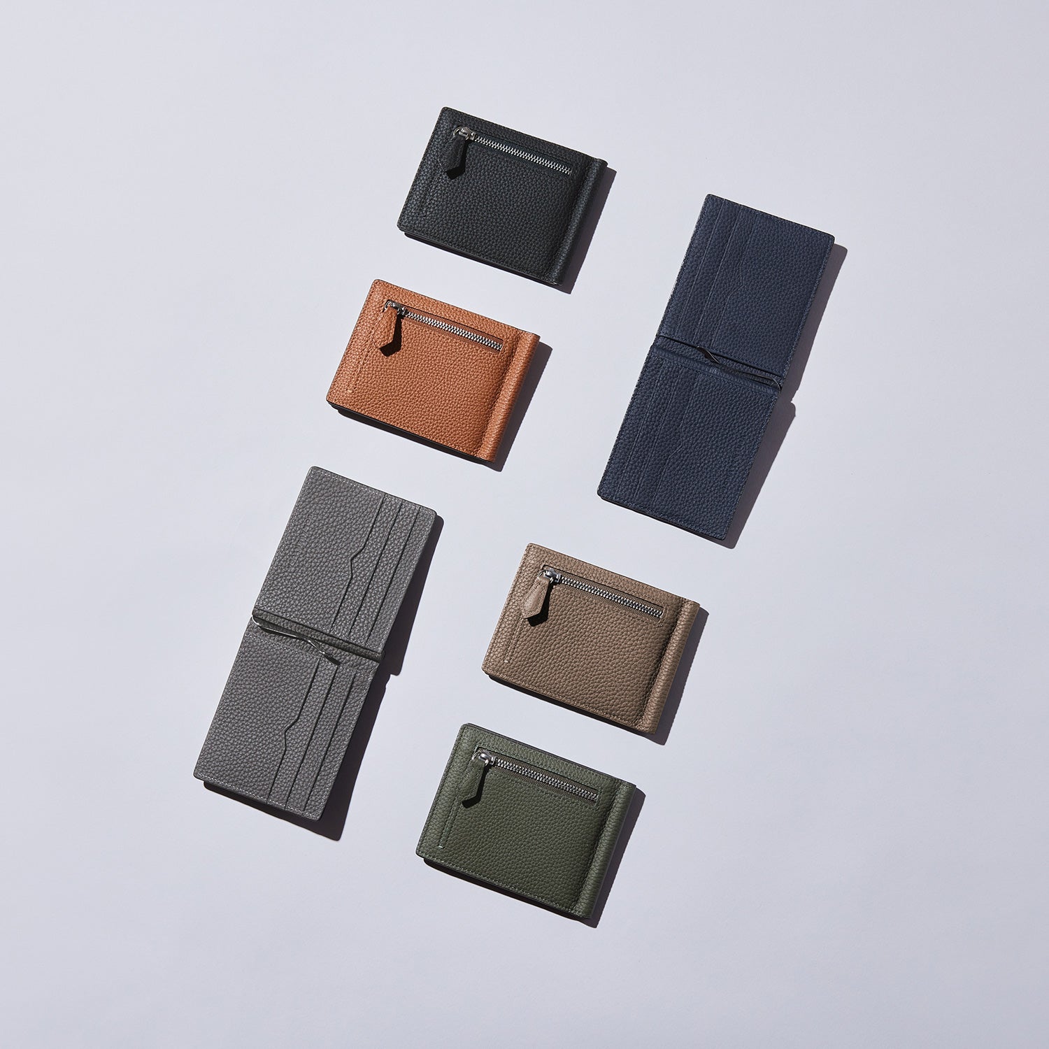 คลิปหนีบธนบัตร Bifold พร้อมซองใส่เหรียญ Shrink Leather