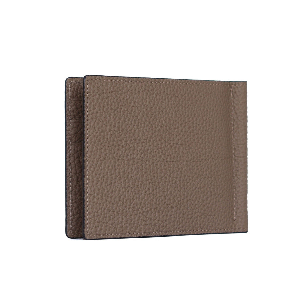 Bi-fold Wallet with Money Clip Shrink Leather (Etoupe)
