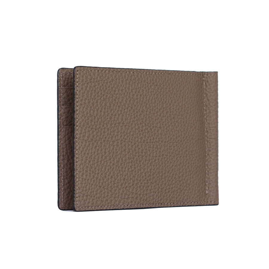 Bi-fold Wallet with Money Clip Shrink Leather (Etoupe)