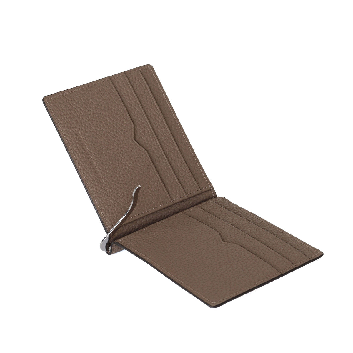 Bi-fold Wallet with Money Clip Shrink Leather (Etoupe)