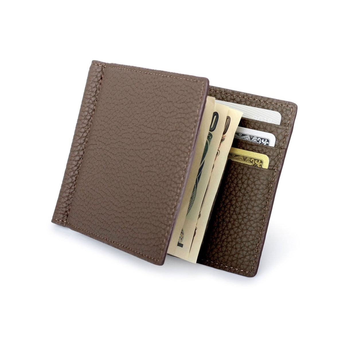 Bi-fold Wallet with Money Clip Shrink Leather (Etoupe)