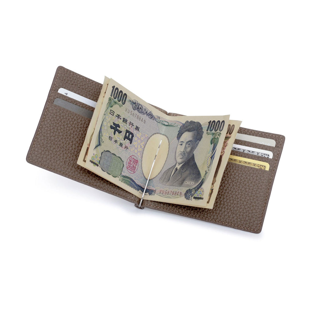 Bi-fold Wallet with Money Clip Shrink Leather (Etoupe)