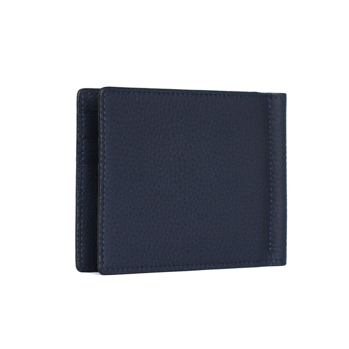 Bi-fold Wallet with Money Clip Shrink Leather (Navy)
