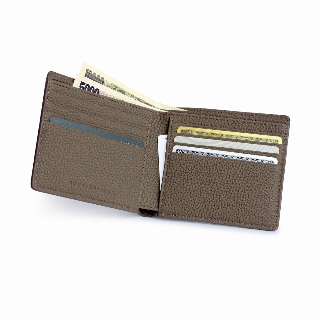 Bi-fold Wallet with Card Pocket Shrink Leather (Etoupe)