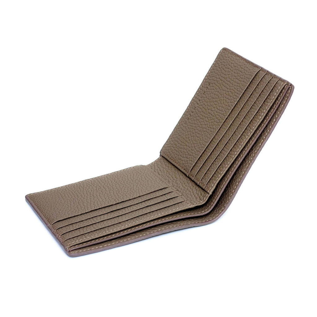 Bi-fold Wallet with Card Pocket Shrink Leather (Etoupe)