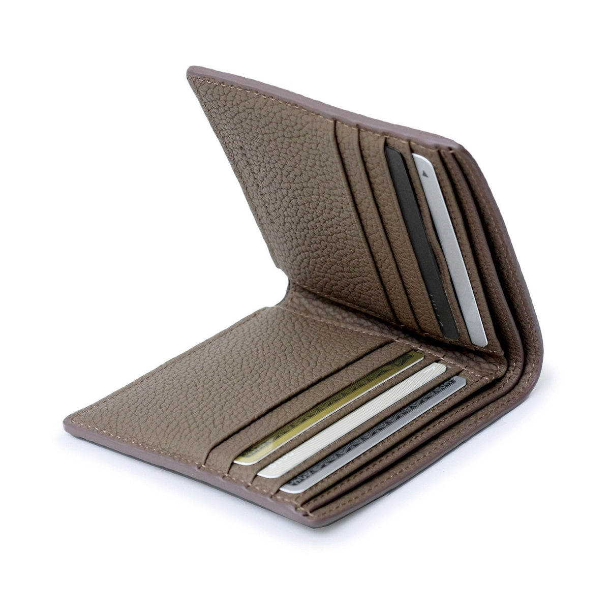Bi-fold Wallet with Card Pocket Shrink Leather (Etoupe)
