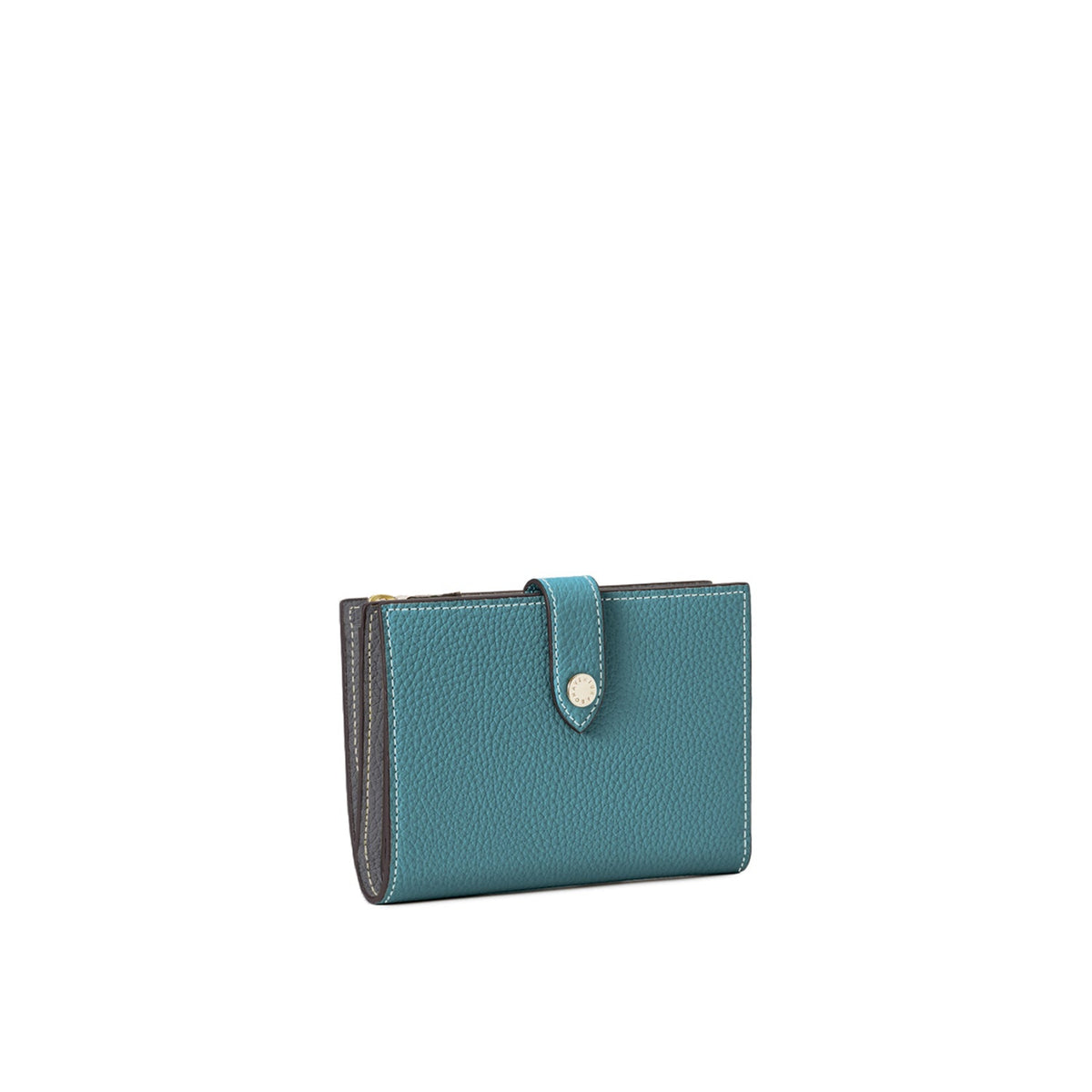 Belted Multi Medium Wallet Shrink Leather (Blue Cyan × Charcoal Gray)