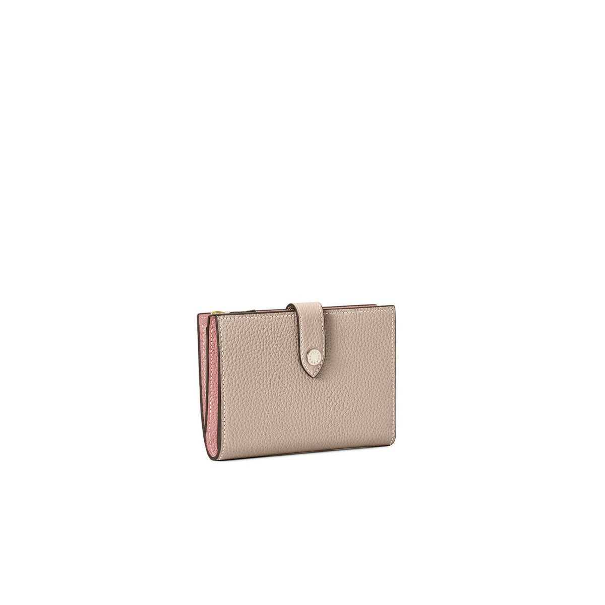 Belted Multi Medium Wallet Shrink Leather (Greige × Coral Pink)