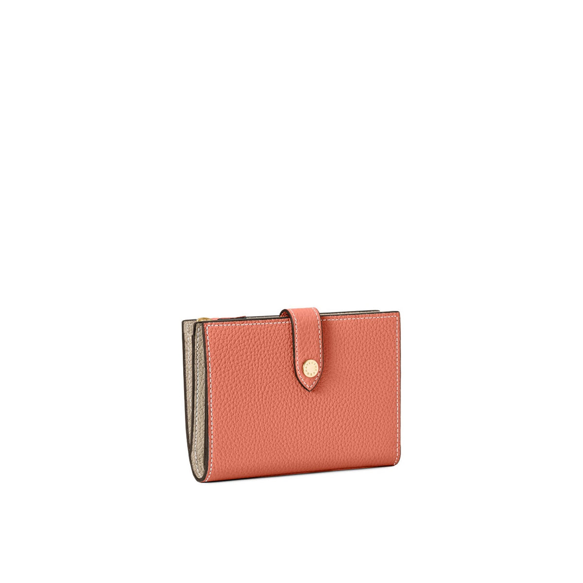 Belted Medium Wallet Shrink Leather (Terracotta Orange × Greige)