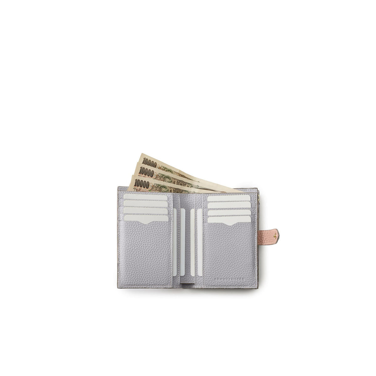 Belted Multi Medium Wallet Shrink Leather (Almond Pink × True Gray (Etoupe edge paint))