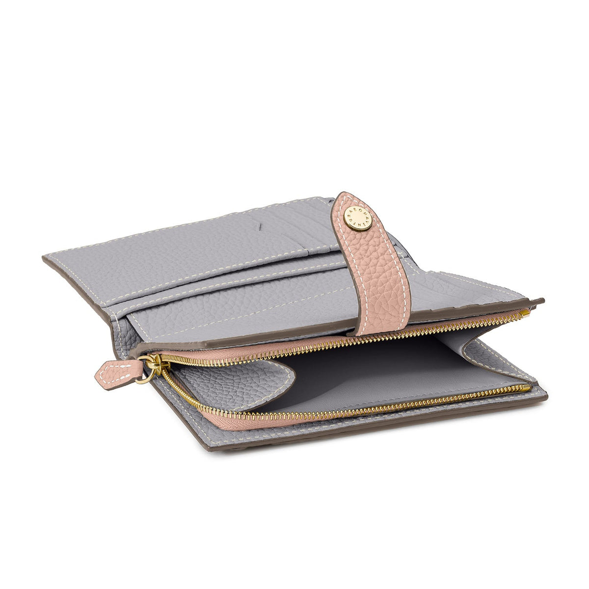 Belted Multi Medium Wallet Shrink Leather (Almond Pink × True Gray (Etoupe edge paint))
