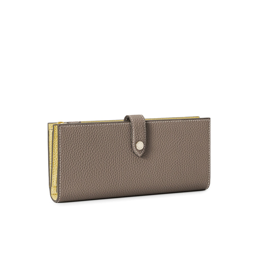 Belted Multi Long Wallet Shrink Leather (Etoupe × Yellow)