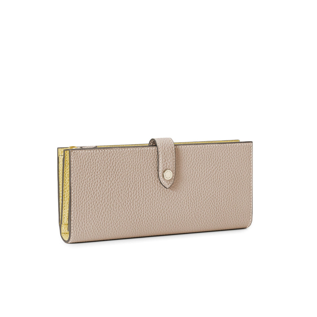 Belted Multi Long Wallet Shrink Leather (Greige × Yellow)