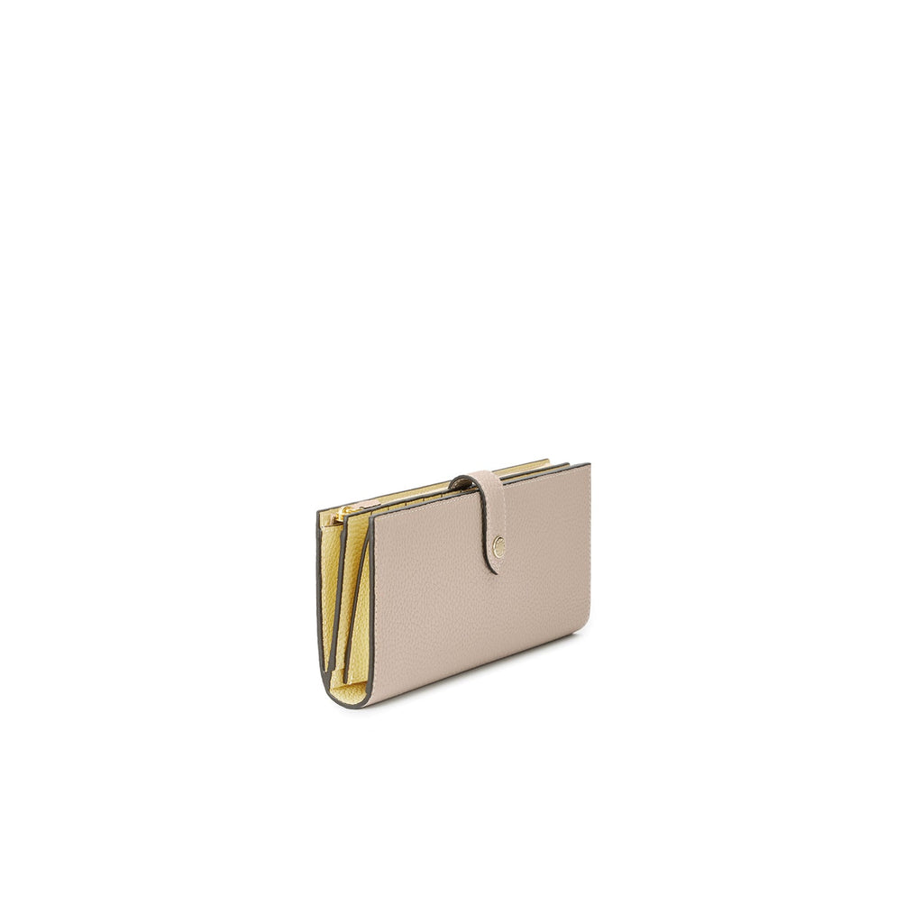 Belted Multi Long Wallet Shrink Leather (Greige × Yellow)
