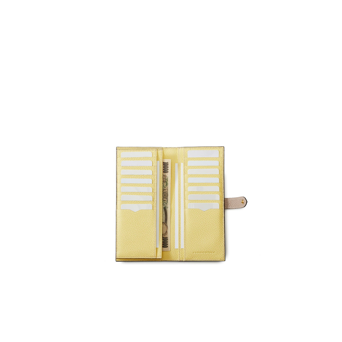 Belted Multi Long Wallet Shrink Leather (Greige × Yellow)