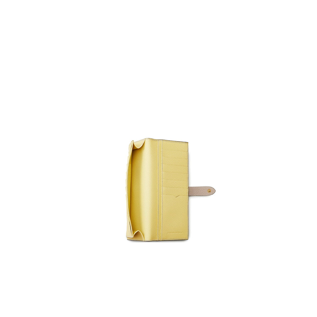Belted Multi Long Wallet Shrink Leather (Greige × Yellow)