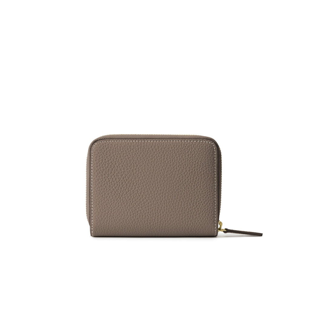 Medium Functional Zip Wallet Shrink Leather (Etoupe × Yellow)