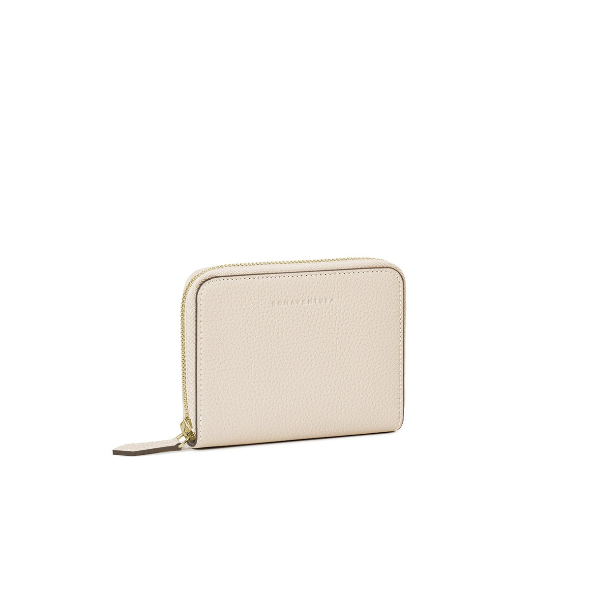Medium Functional Zip Wallet Shrink Leather (Ivory × Etoupe)