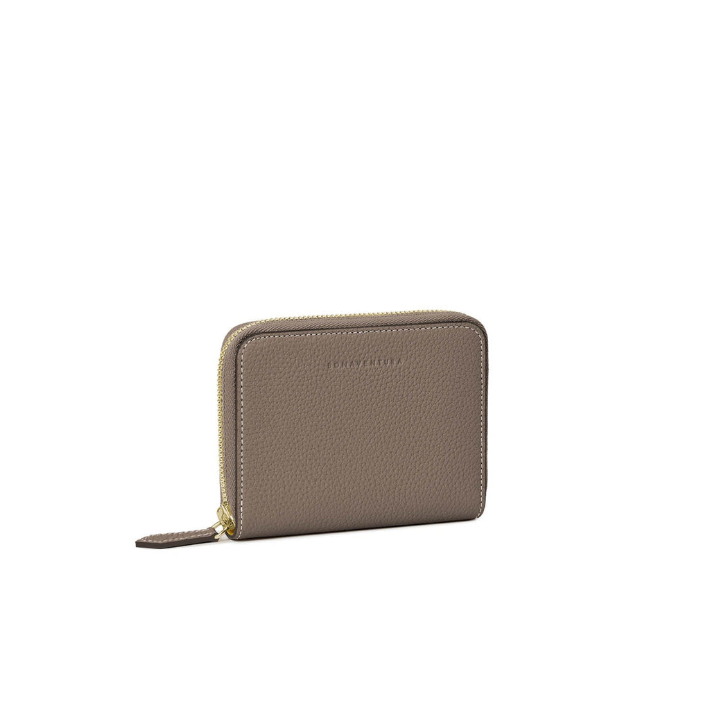 Medium Functional Zip Wallet Shrink Leather (Etoupe × Yellow)
