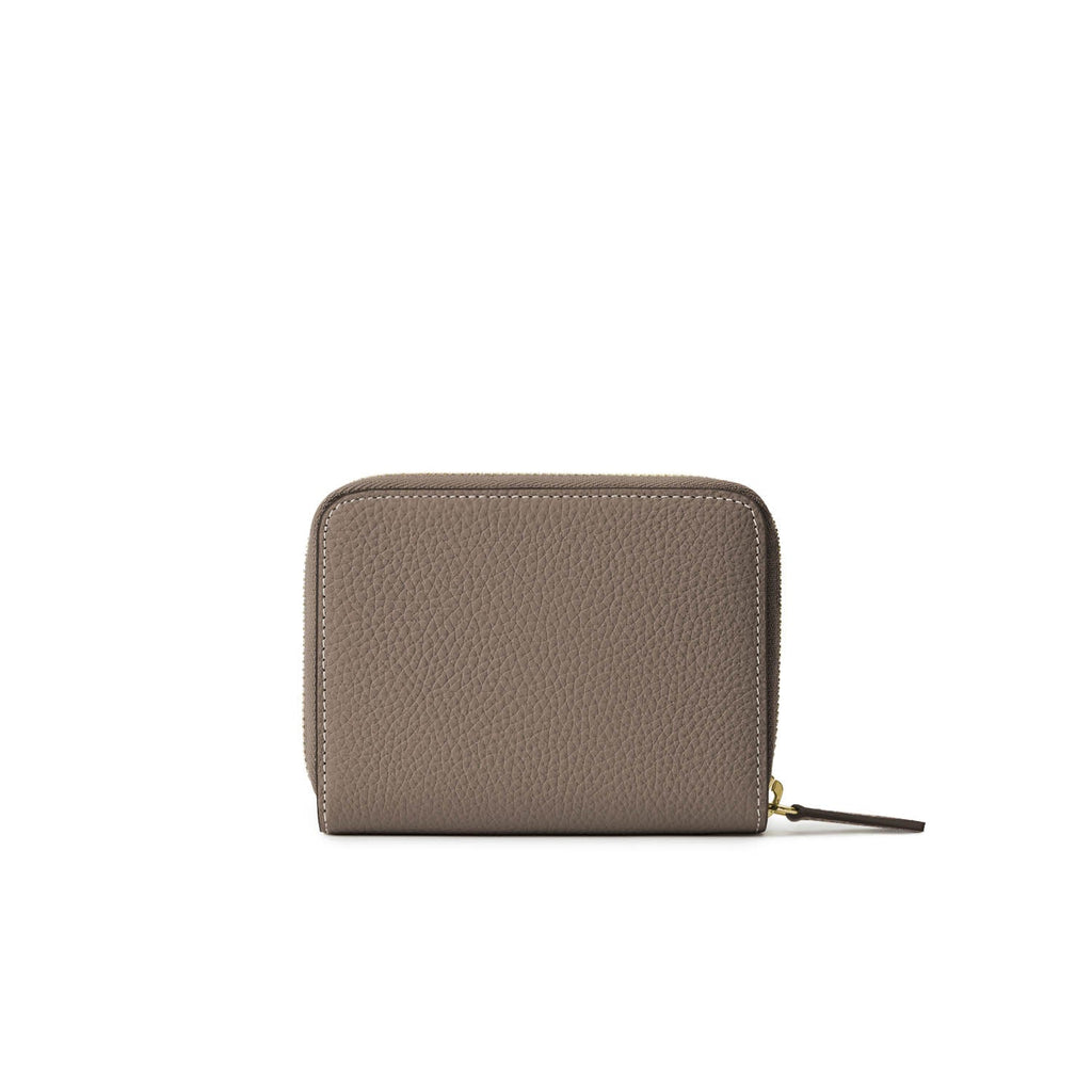Medium Functional Zip Wallet Shrink Leather (Etoupe × Yellow)