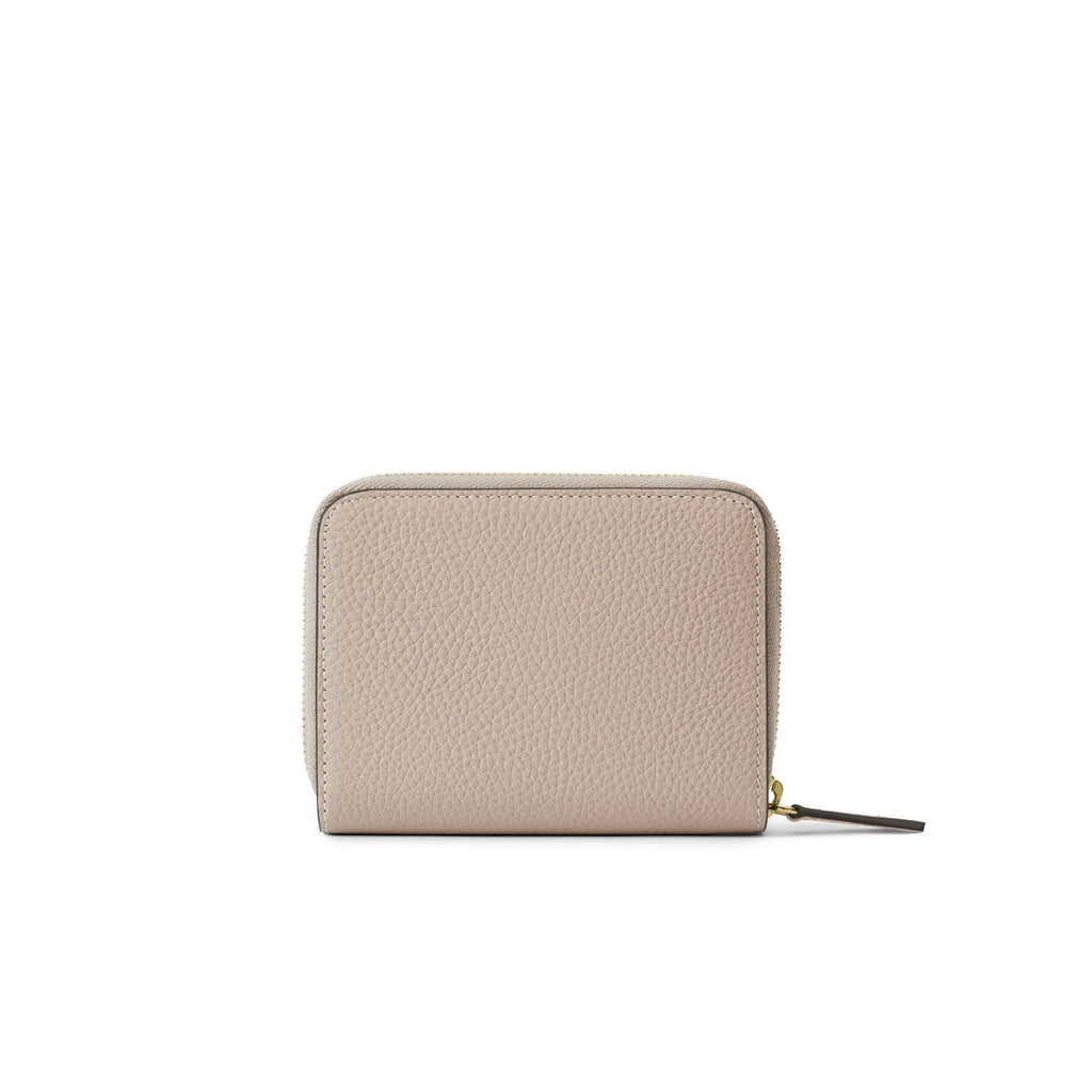 Medium Functional Zip Wallet Shrink Leather (Greige × Baby Pink)
