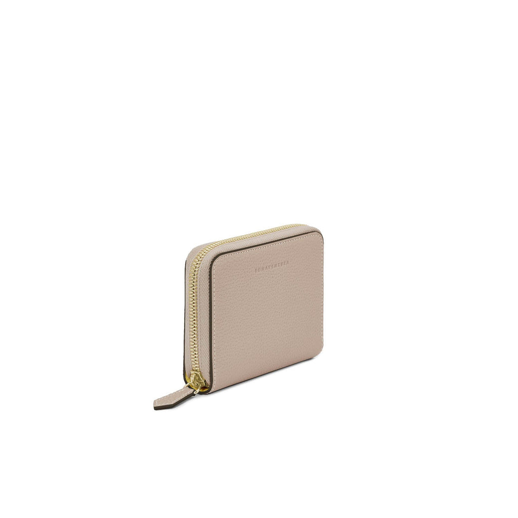 Medium Functional Zip Wallet Shrink Leather (Greige × Baby Pink)