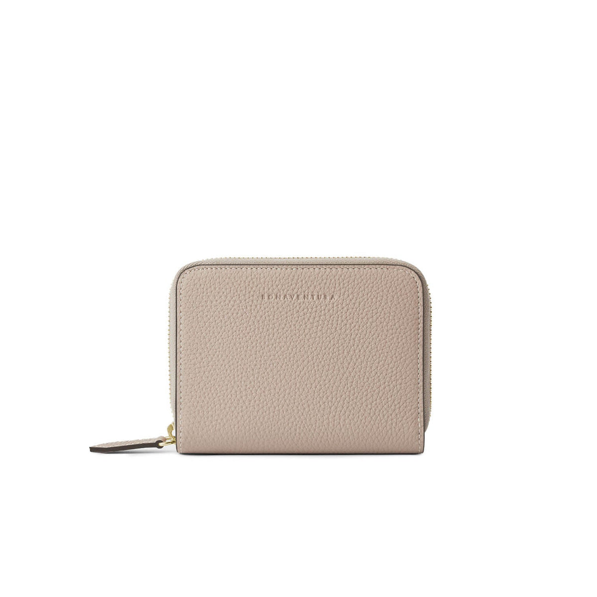 Medium Functional Zip Wallet Shrink Leather (Greige × Baby Pink)