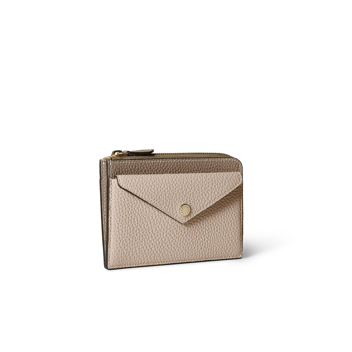 Envelope Zip Wallet Shrink Leather (Etoupe × Greige)