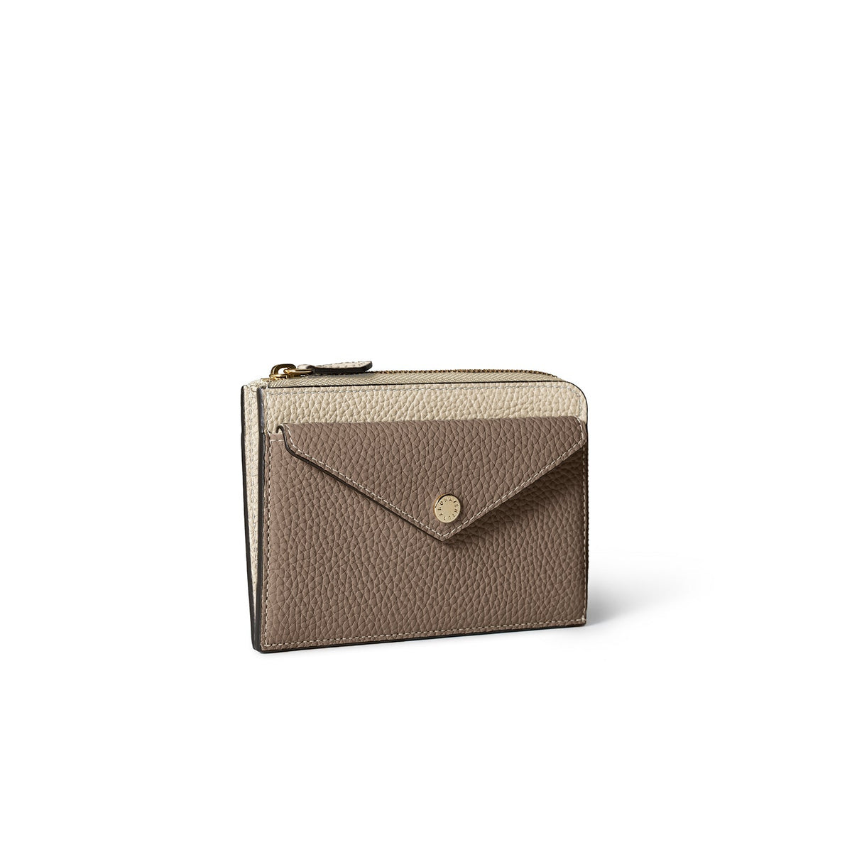 Envelope Zip Wallet Shrink Leather (Ivory × Etoupe)