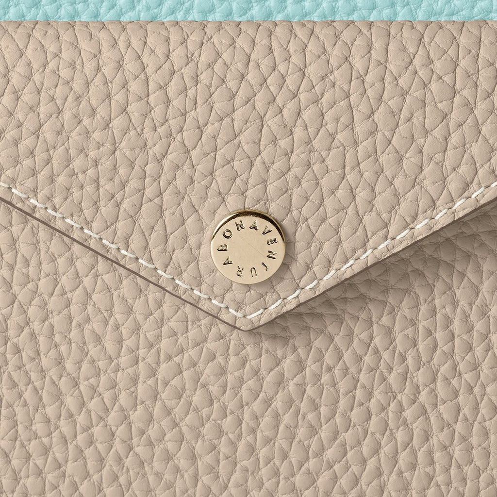 Envelope Zip Wallet Shrink Leather (Mare Blue × Greige (Etoupe edge paint))