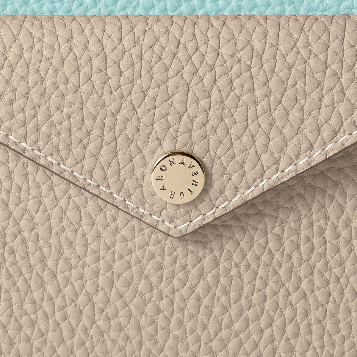 Envelope Zip Wallet Shrink Leather (Mare Blue × Greige (Etoupe edge paint))