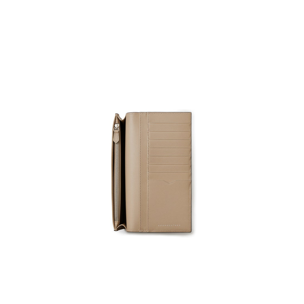 Long Bi-fold Wallet Shrink Leather (Greige)