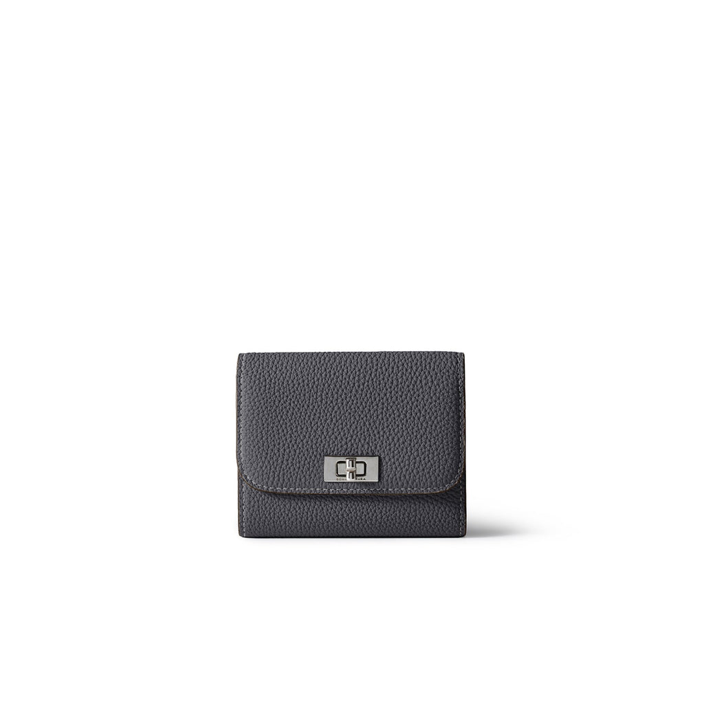 Beatrice Tri-fold Wallet Shrink Leather (Charcoal Gray)