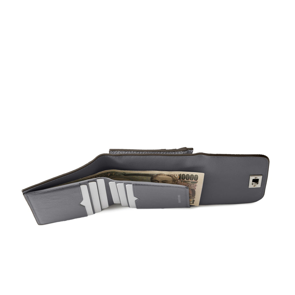 Beatrice Tri-fold Wallet Shrink Leather (Charcoal Gray)