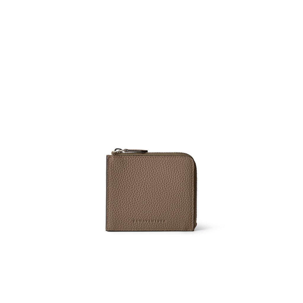 L-Zip Wallet Shrink Leather (Etoupe × Yellow)