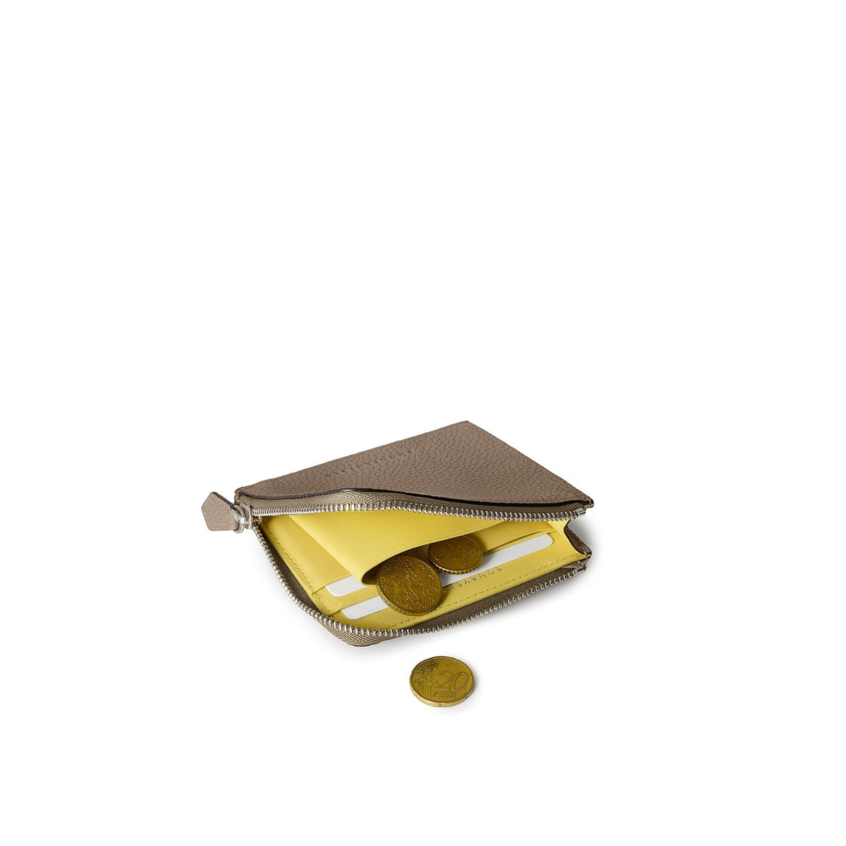 L-Zip Wallet Shrink Leather (Etoupe × Yellow)