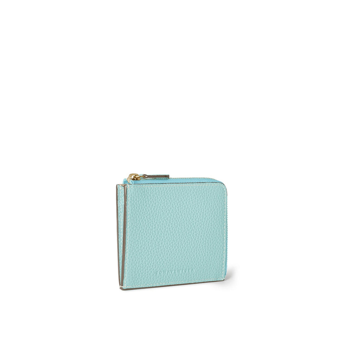L-Zip Wallet Shrink Leather (Mare Blue × Greige (Etoupe edge paint))