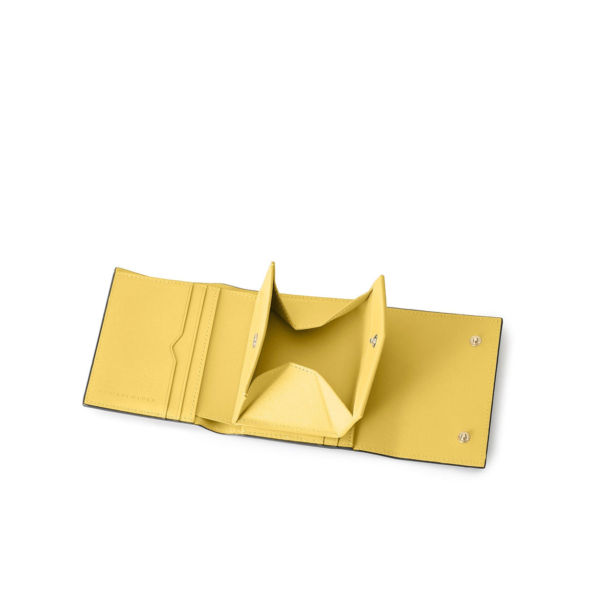 Flap Small Wallet Shrink Leather (Etoupe × Yellow)