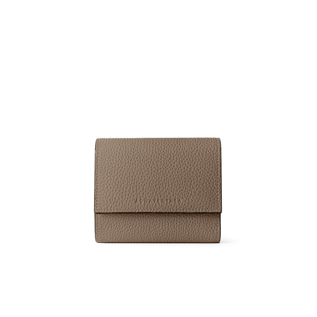 Flap Small Wallet Shrink Leather (Etoupe × Yellow)