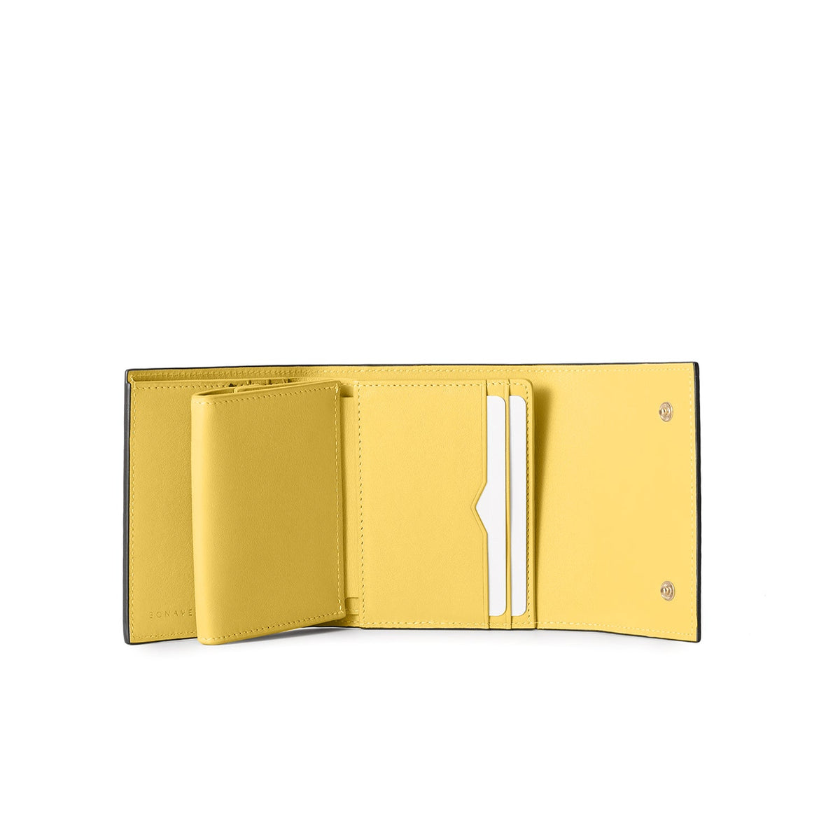 Flap Small Wallet Shrink Leather (Etoupe × Yellow)