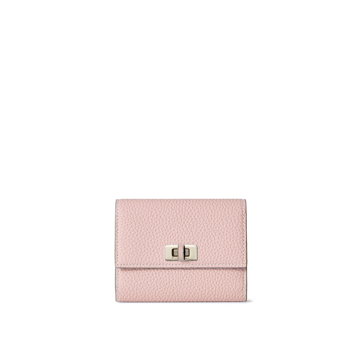 Vittoria Compact Wallet Shrink Leather (Sakura Pink × Greige (Etoupe edge paint))